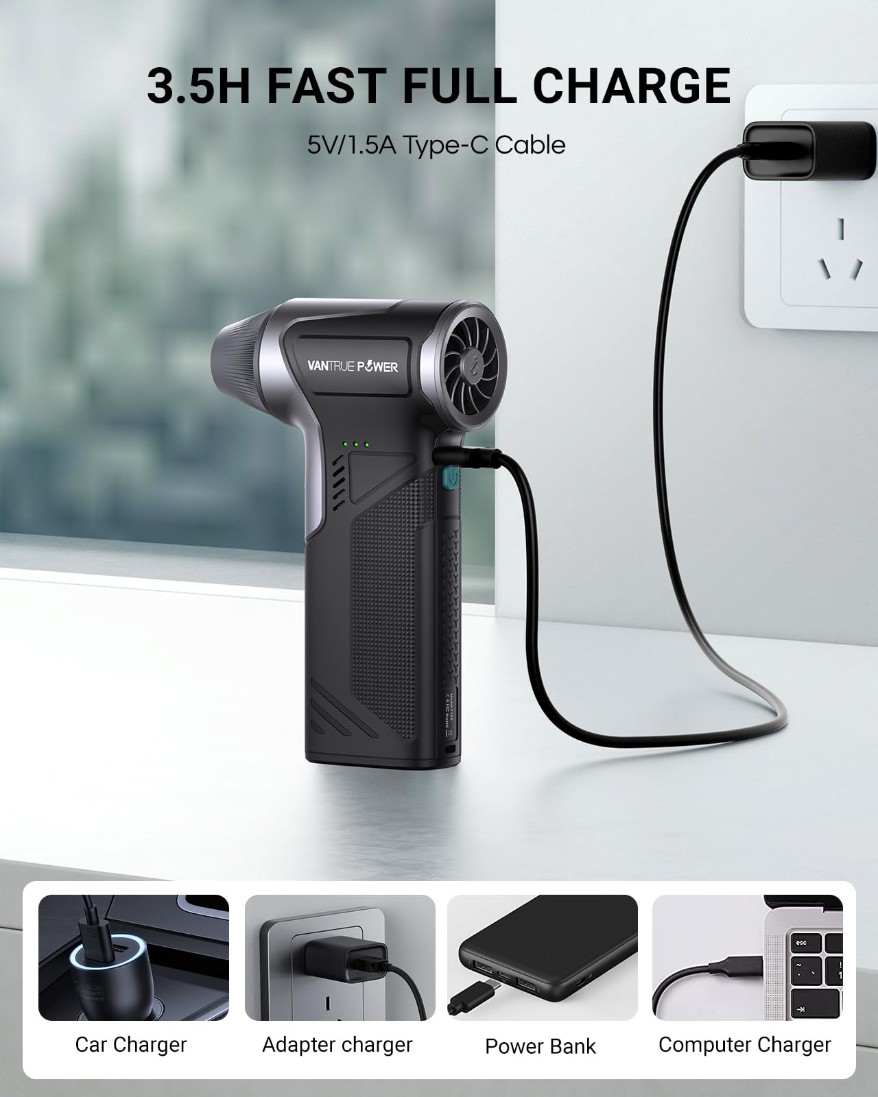 VANTRUE POWER comparativa de tamaño y ligereza para fácil transporte