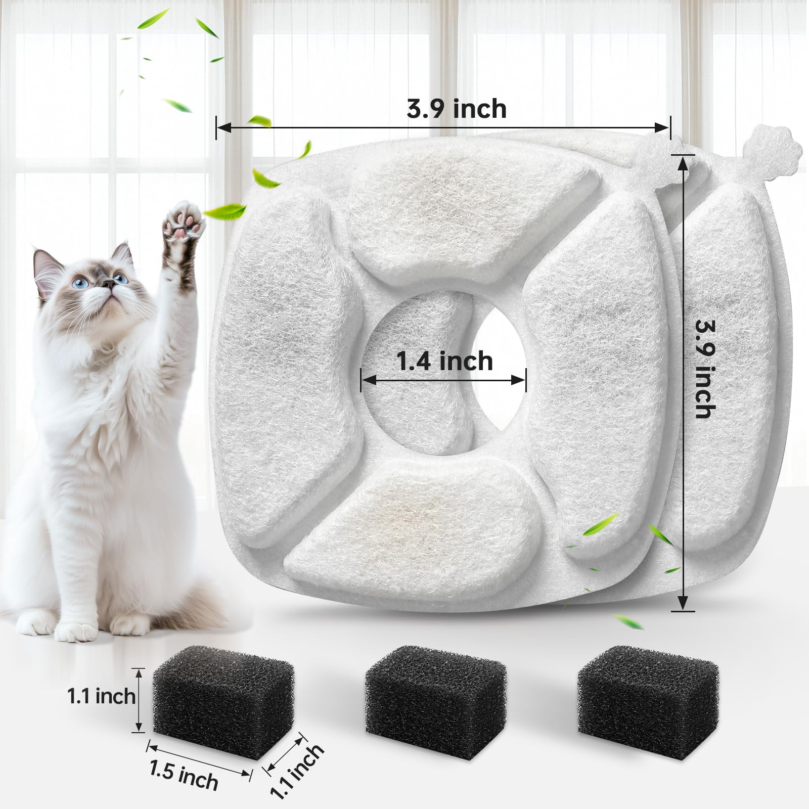 VANVE kit instalado en fuente con gato bebiendo, asegura agua fresca