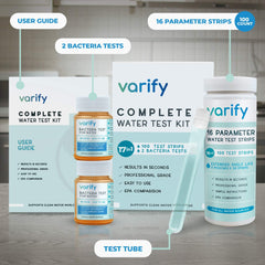 Varify close-up de tiras reactivas y colores para leer parámetros con precisión