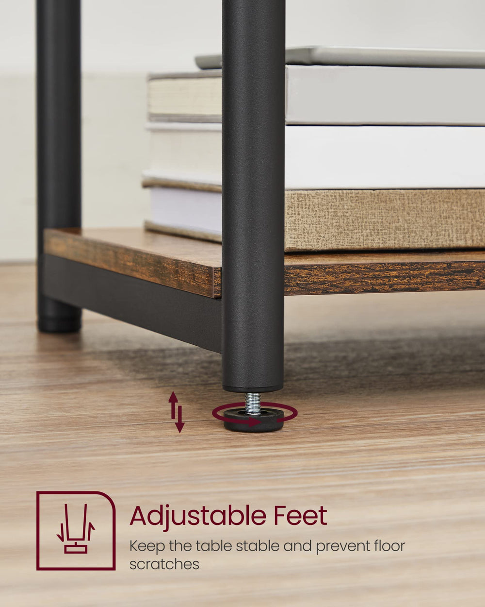 VASAGLE adjustable foot detail protecting floors and improving stability
