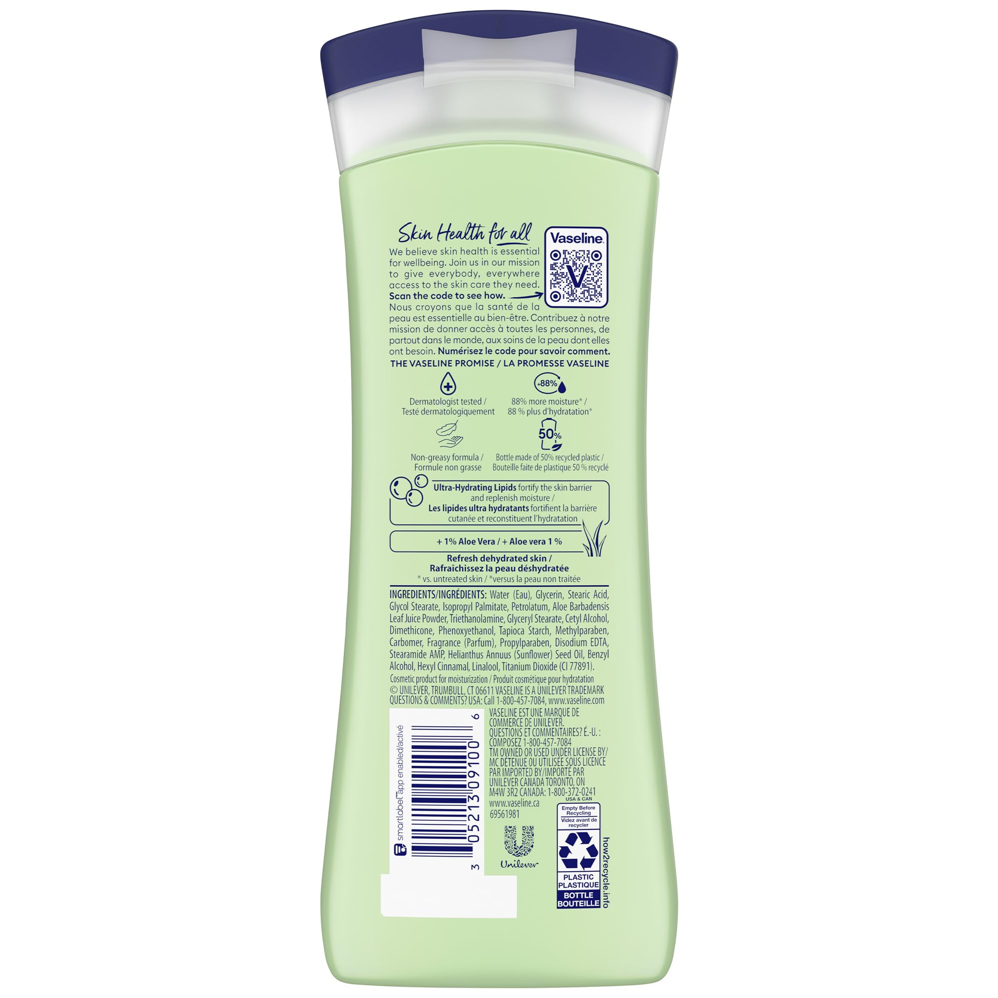Vaseline textura de loción mostrando microgotas y absorción rápida