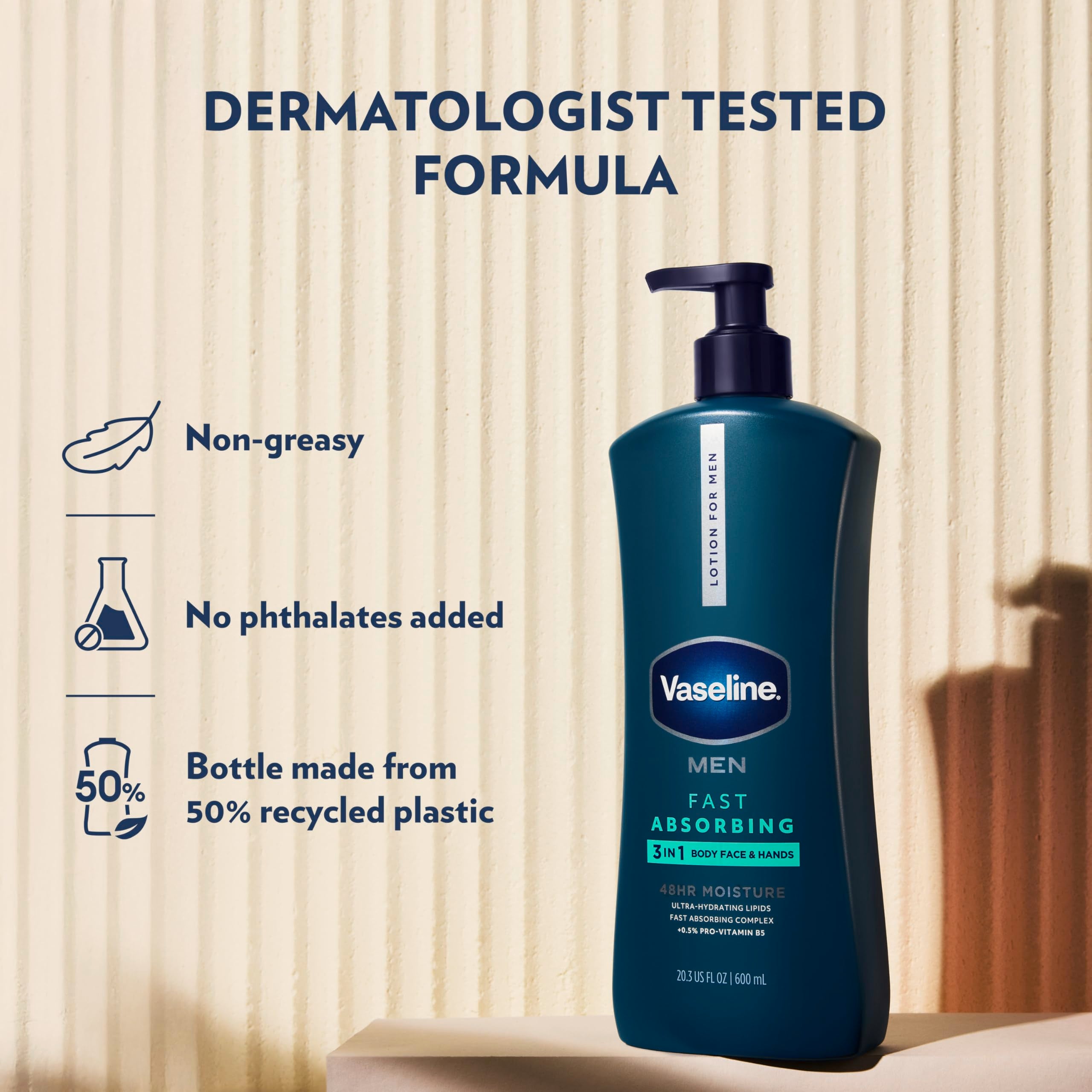 Vaseline applied to hands demonstrating quick absorption and immediate comfort