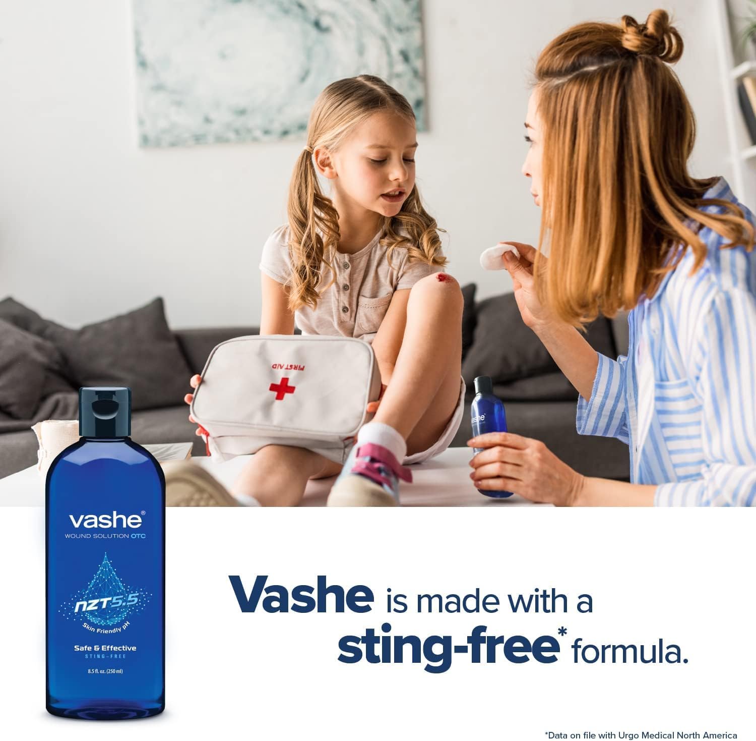 Vashe in use cleansing a minor cut to remove debris effectively