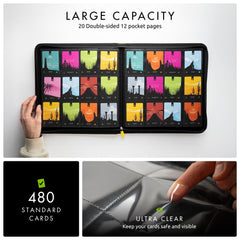 Vault X open binder showing 20 double-sided pages and pocket layout