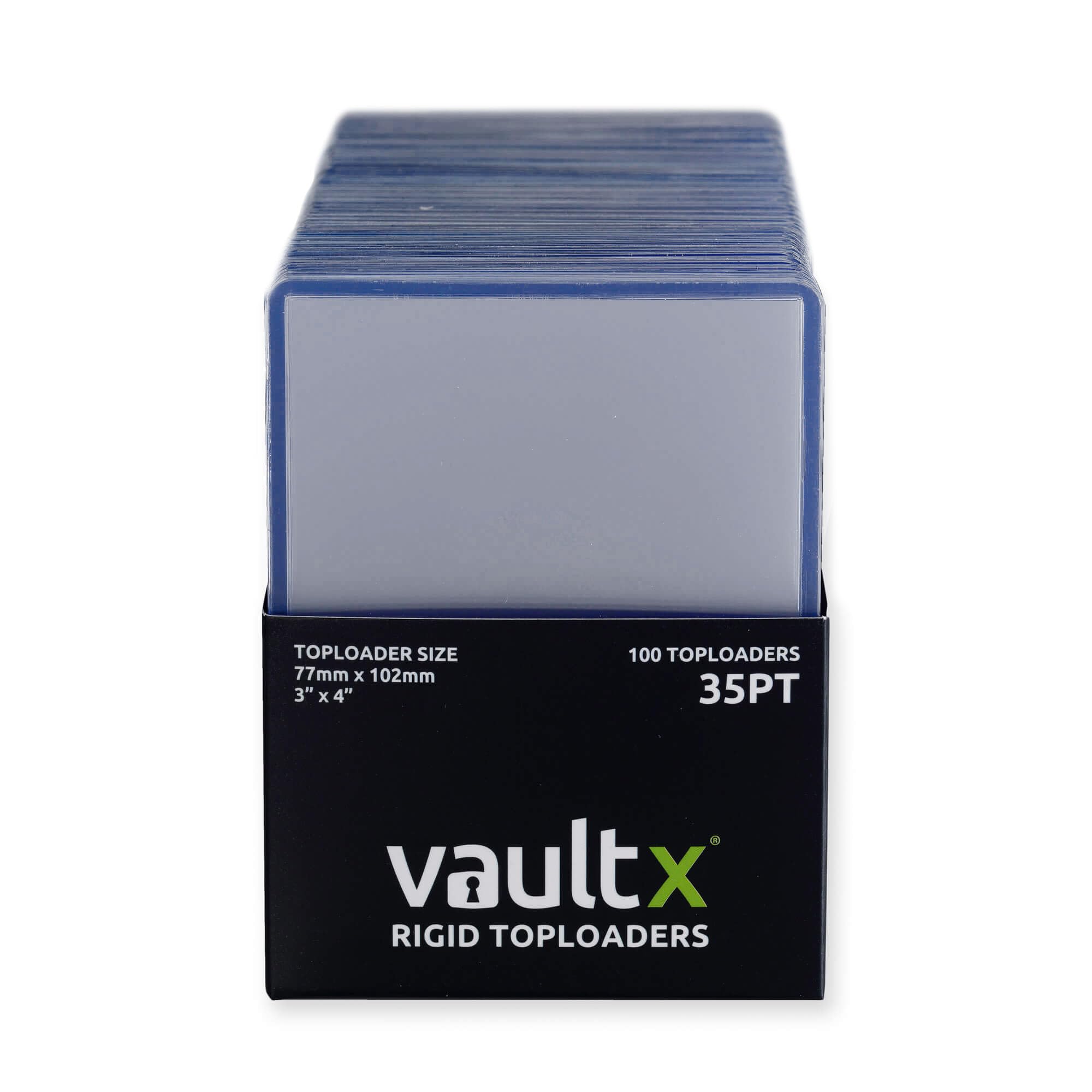 Vault X close-up of a single toploader highlighting rigid clarity