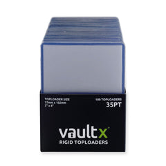 Vault X close-up of a single toploader highlighting rigid clarity