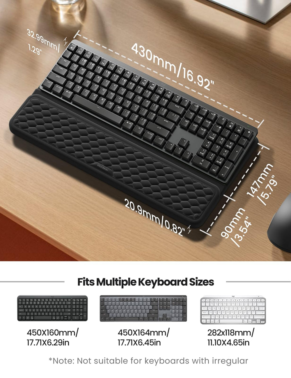 Vaydeer perfil mostrando el ángulo de 12.5° soporte ergonómico