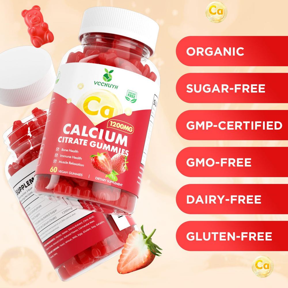 VCCHUYH nutrition label close-up showing calcium citrate 1200mg per serving