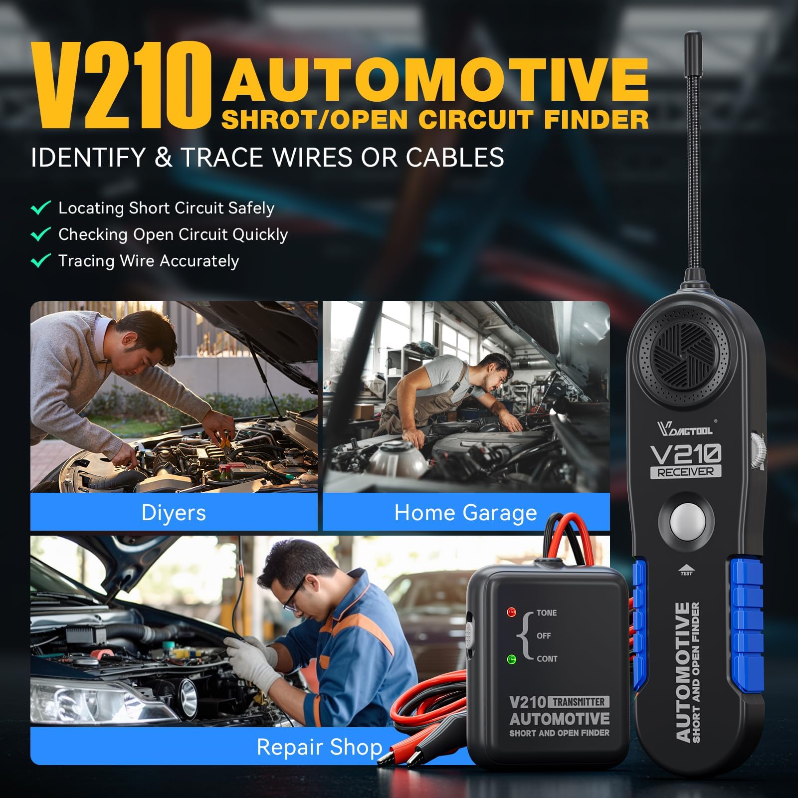 VDIAGTOOL V210 detalle de la sonda flexible de 7 pulgadas para acceso estrecho
