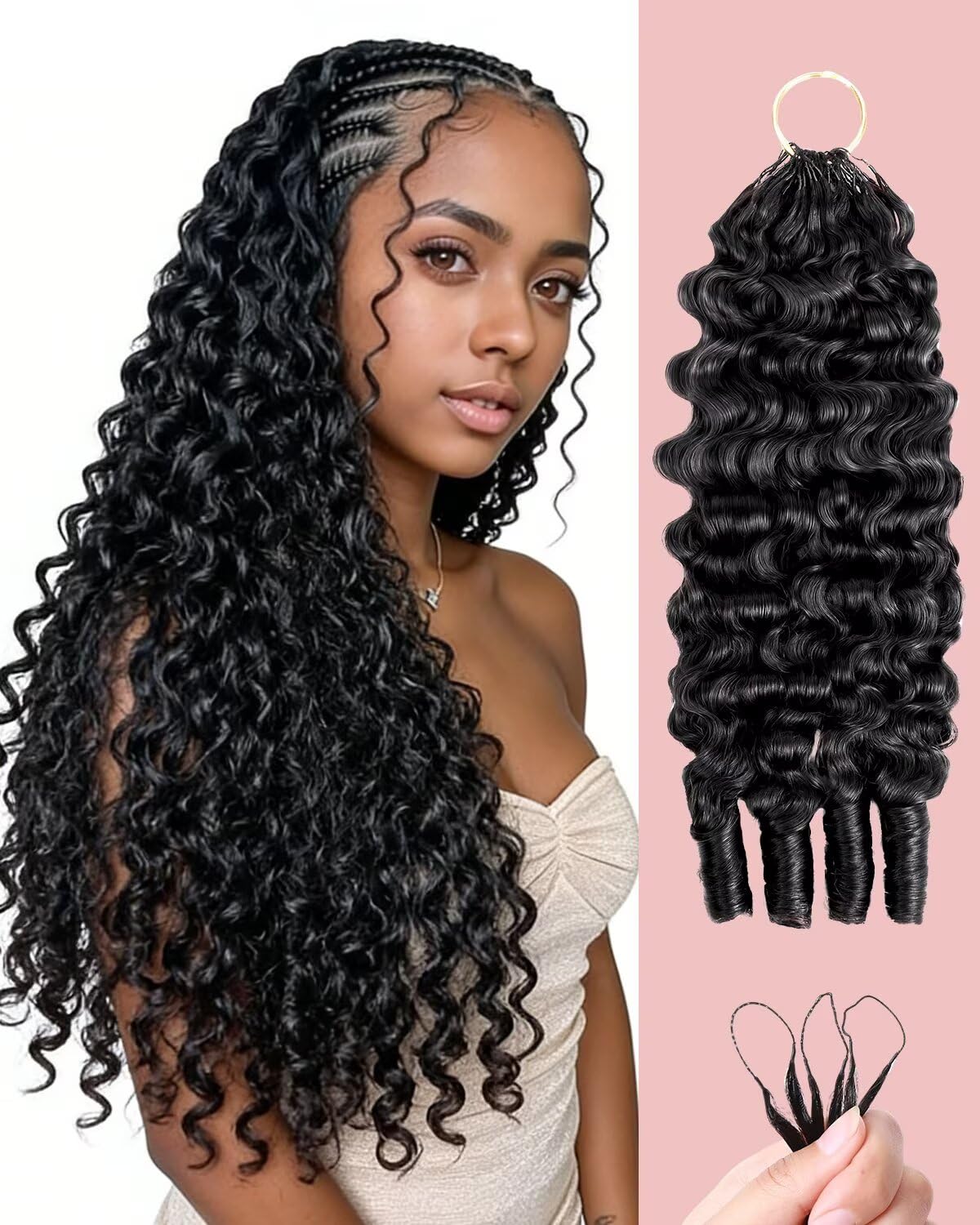 VDZ paquete frontal de extensiones crochet 55g, fácil de instalar