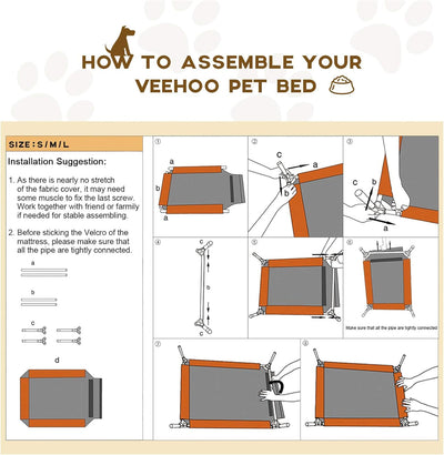 Veehoo perro grande descansando cómodamente en cama elevada duradera