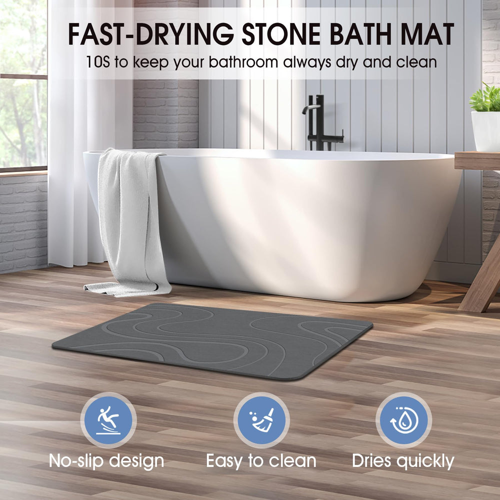 VEELOIM mat in shower with wet feet demonstrating instant water uptake