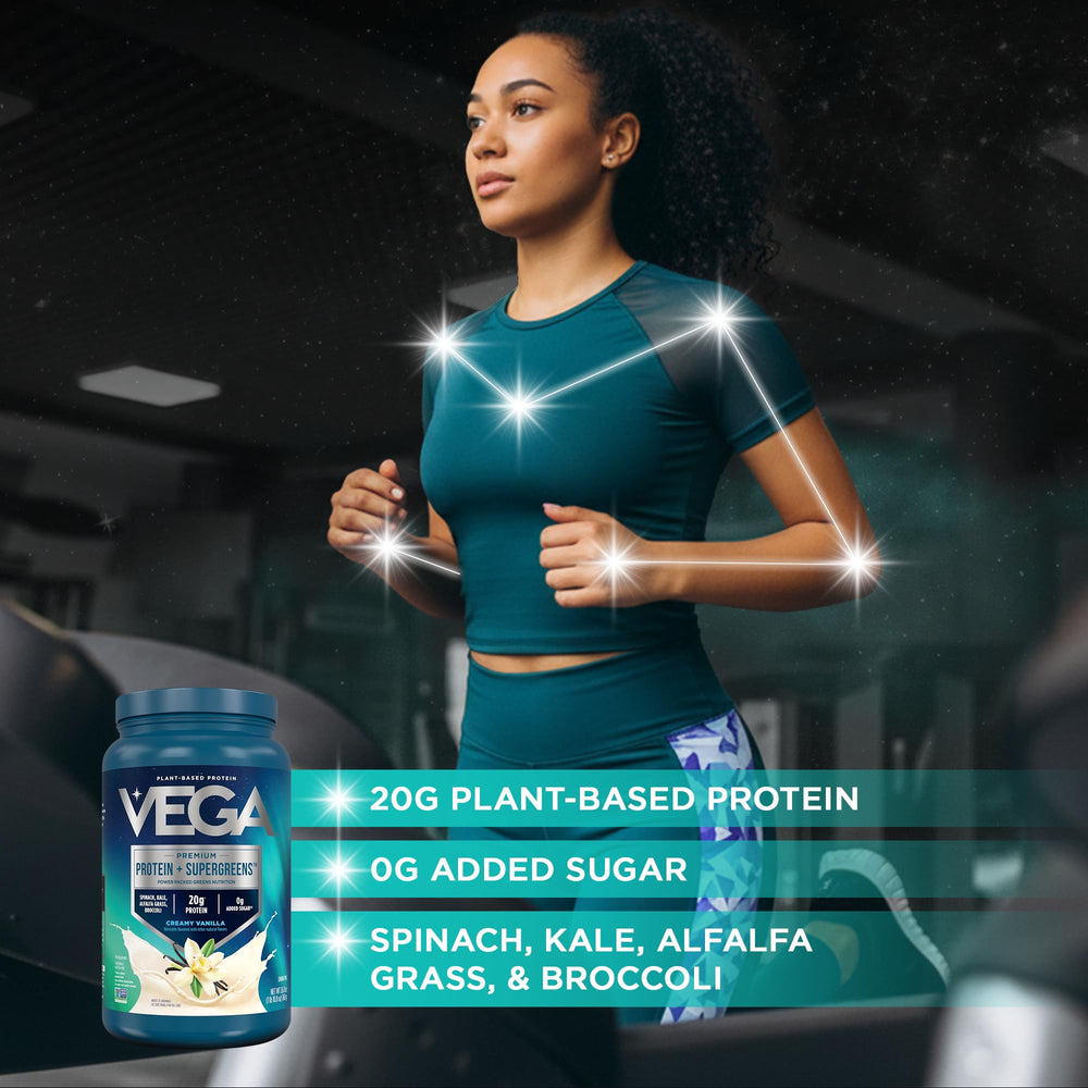 Spoon of Vega powder demonstrating fine texture and easy blending