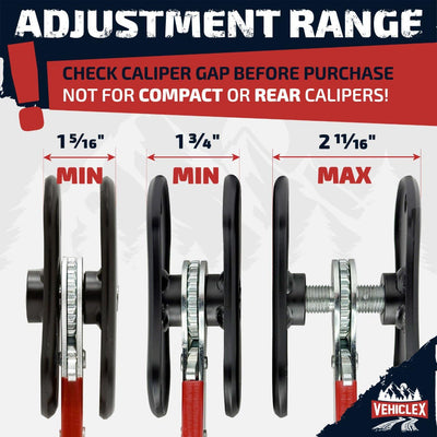 Vehiclex tool compressing caliper piston to demonstrate correct in-use alignment and benefit