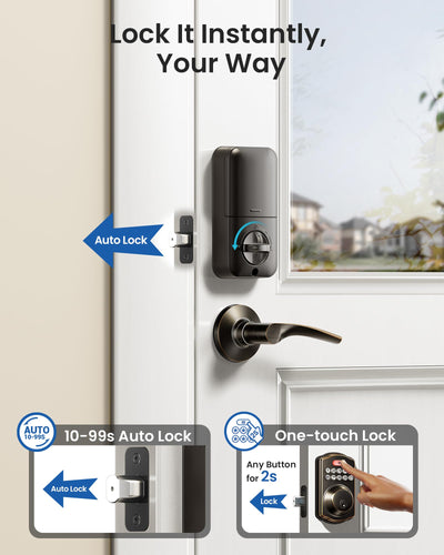 Veise KS01B installed on an entry door showing cohesive look and enhanced curb appeal