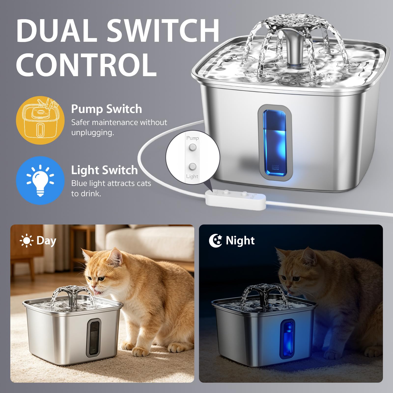 Veken comparación de tamaño con gato para apreciar capacidad 108oz