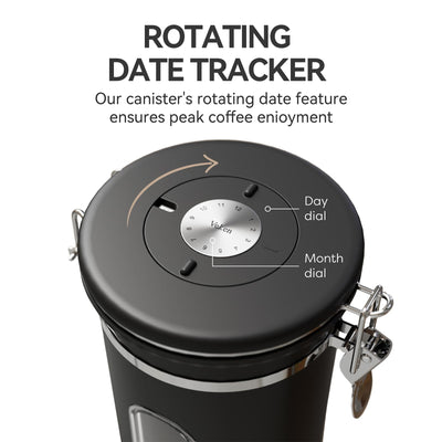 Veken date tracker lid close-up for tracking roast or open dates