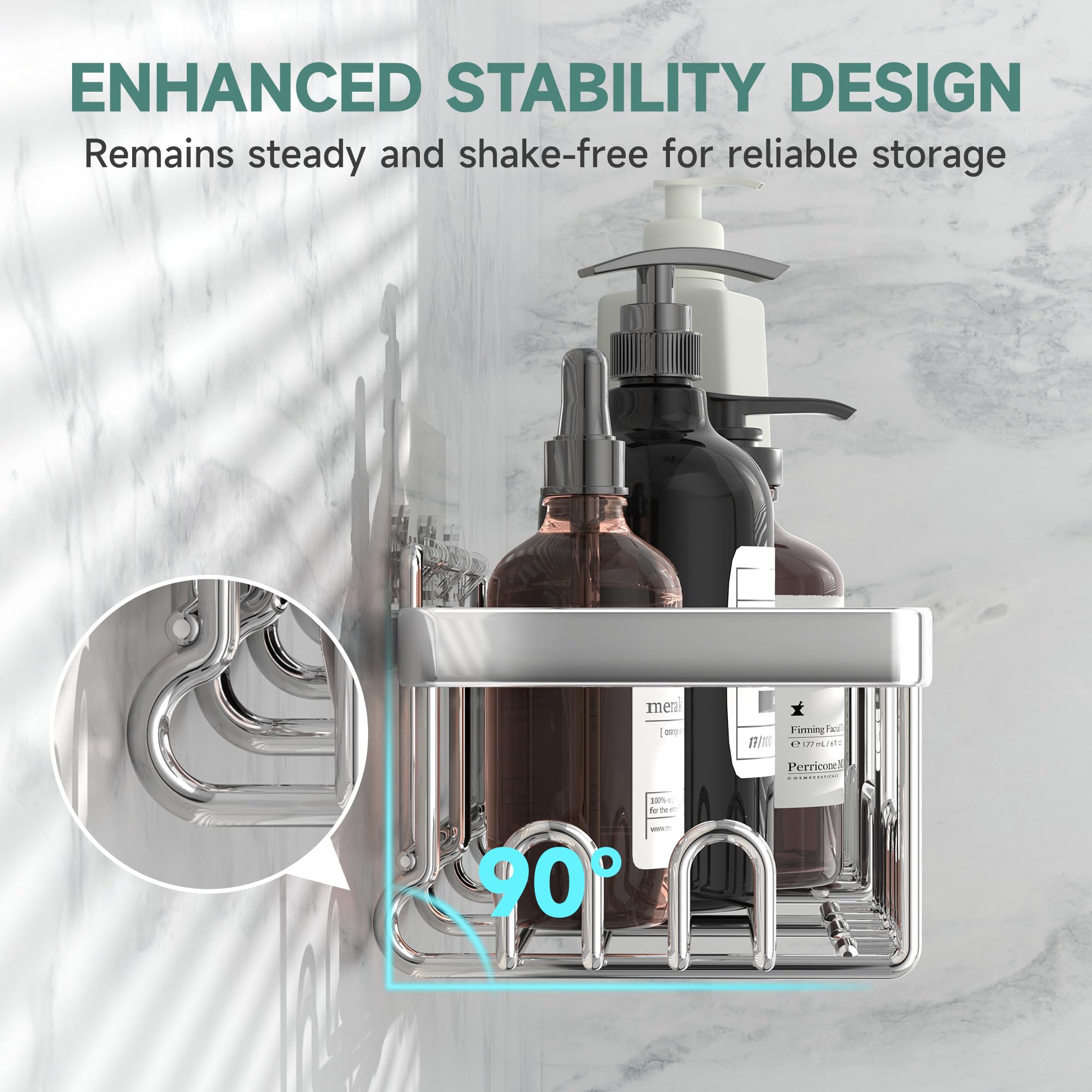 Veken large basket holding full-size bottles for easy access and stability