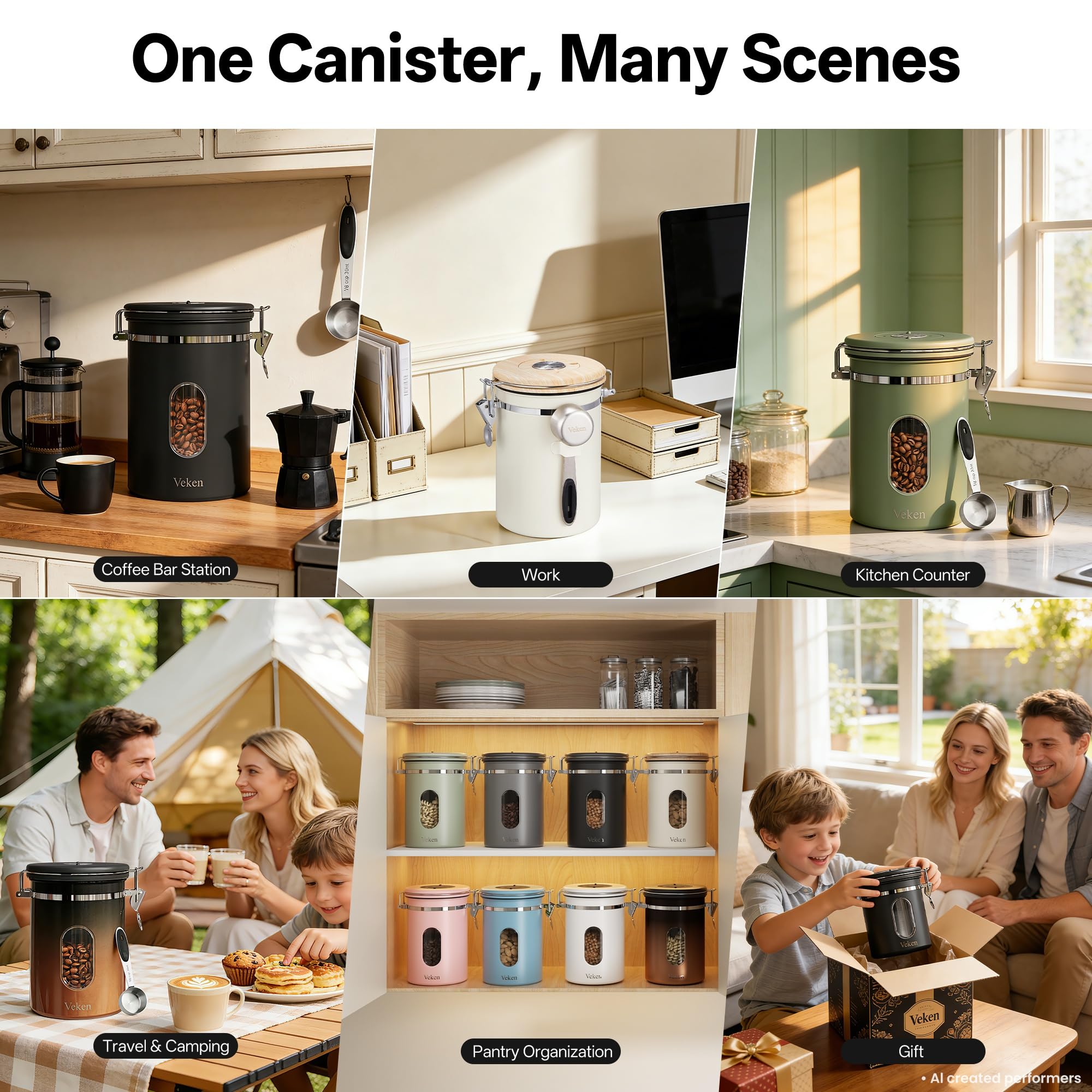 Veken canister on kitchen counter illustrating tidy organization and style