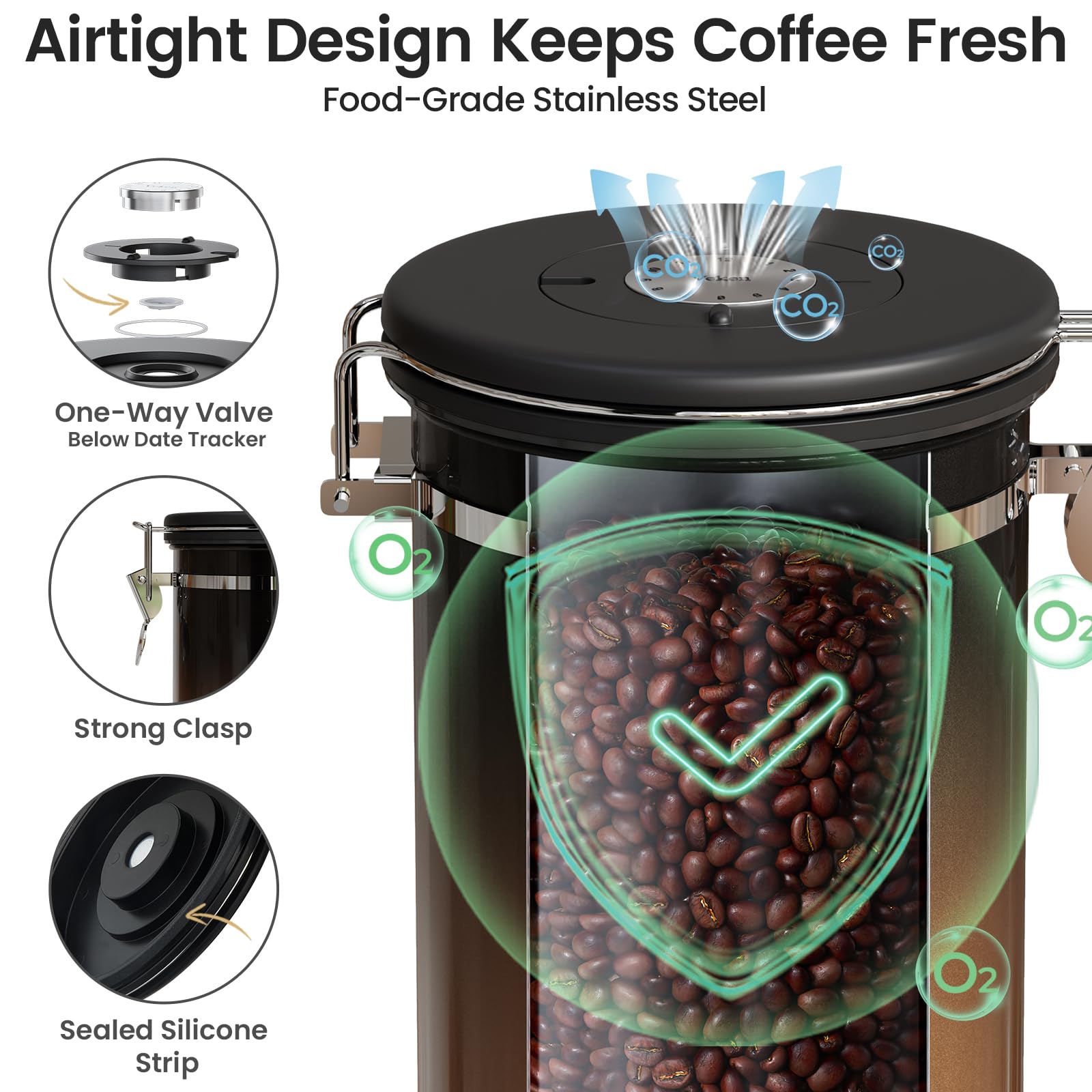 Veken side window revealing coffee level so you can monitor supply quickly