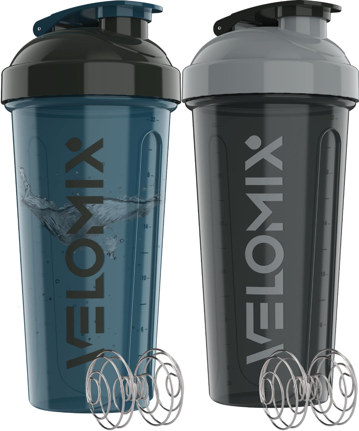 VELOMIX frontal pack ColorBurst mostrando dos shakers y colores vibrantes, fácil identificación