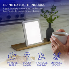 Verilux HappyLight Lucent detalle de superficie anti-reflejo para comodidad ocular