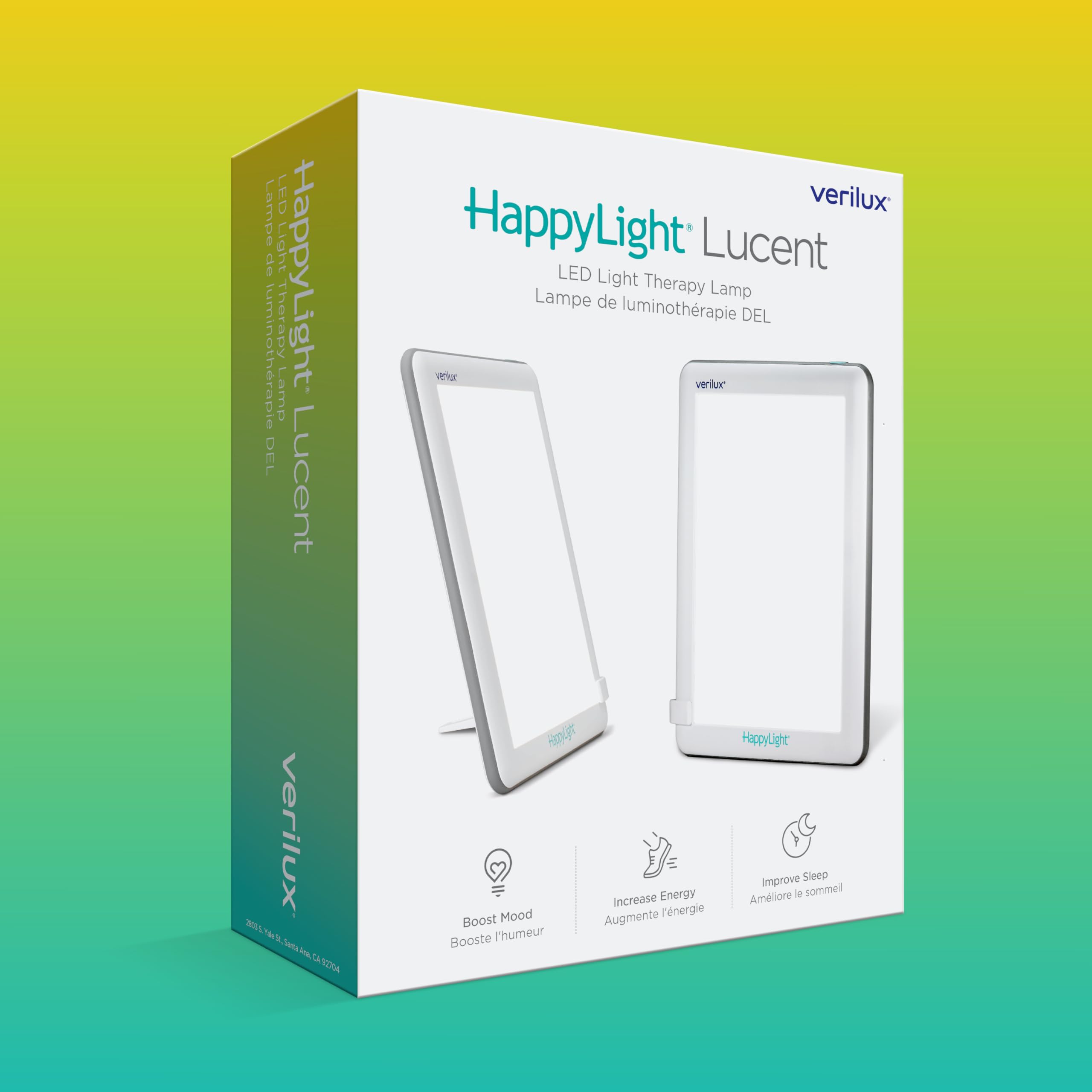 Verilux HappyLight Lucent en ambiente de oficina mejorando el estado de ánimo