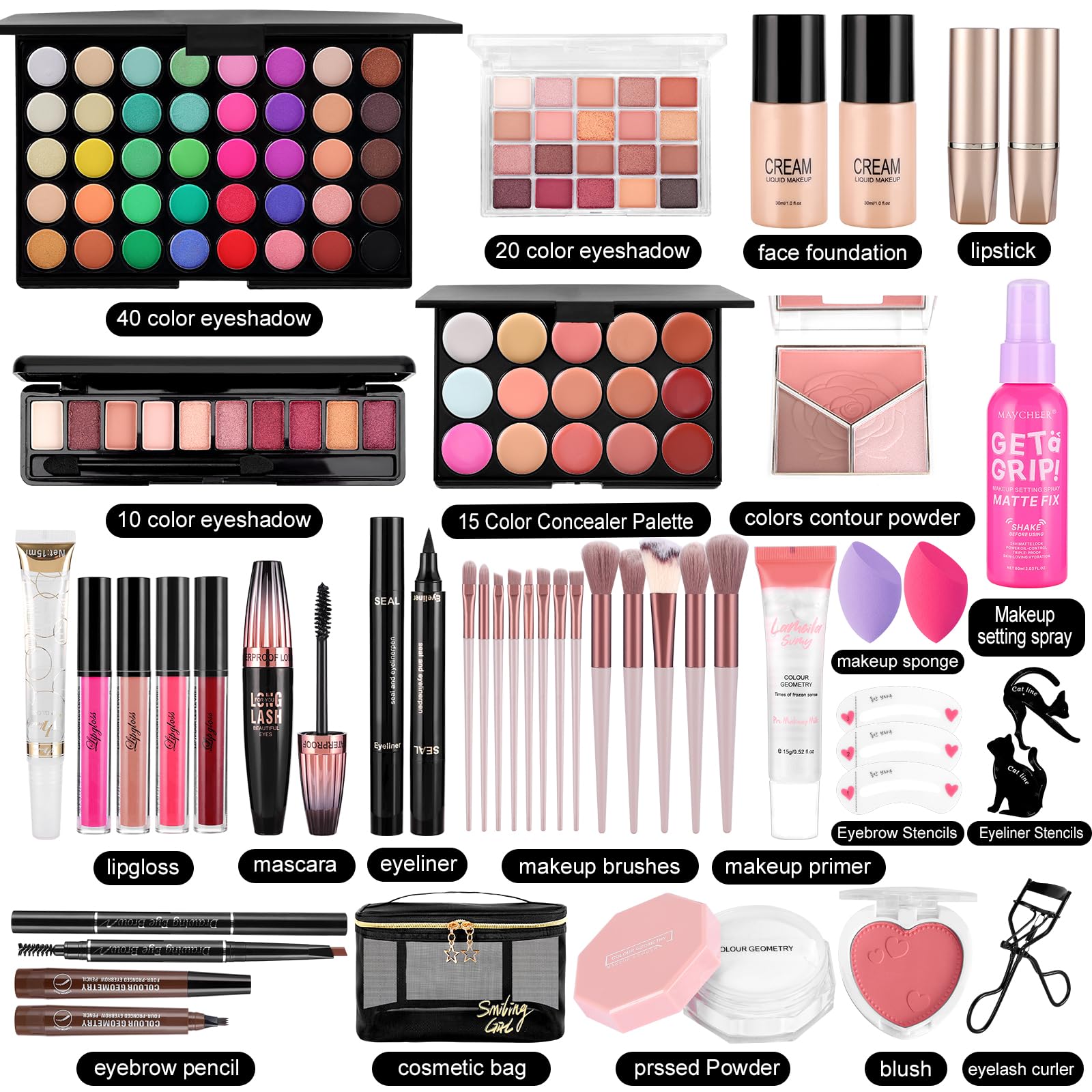 VESPRO paleta de 40 colores primer plano con texturas pigmentadas y mezclables
