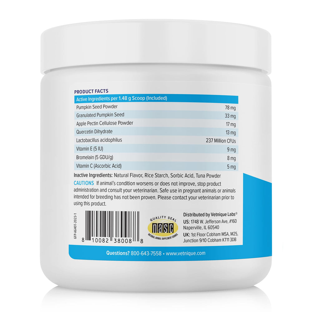 Vetnique Glandex espolvoreado en kibble para mejor aceptación y deposiciones firmes