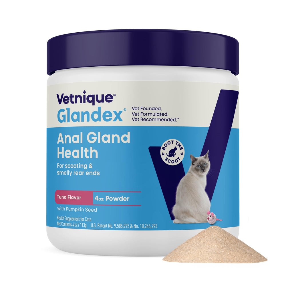 Vetnique Glandex frasco frontal mostrando la presentación y beneficio de uso diario