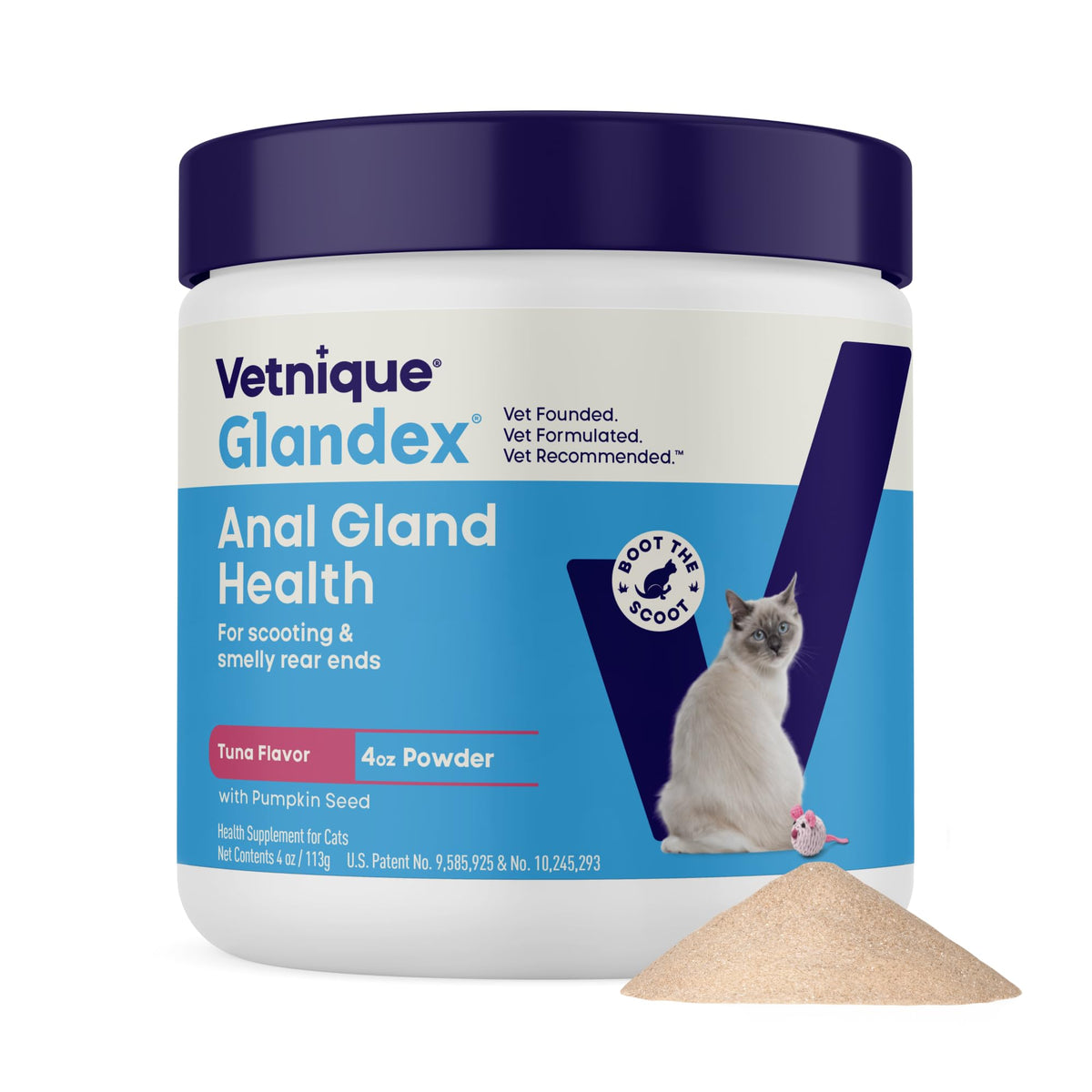 Vetnique Glandex frasco frontal mostrando la presentación y beneficio de uso diario