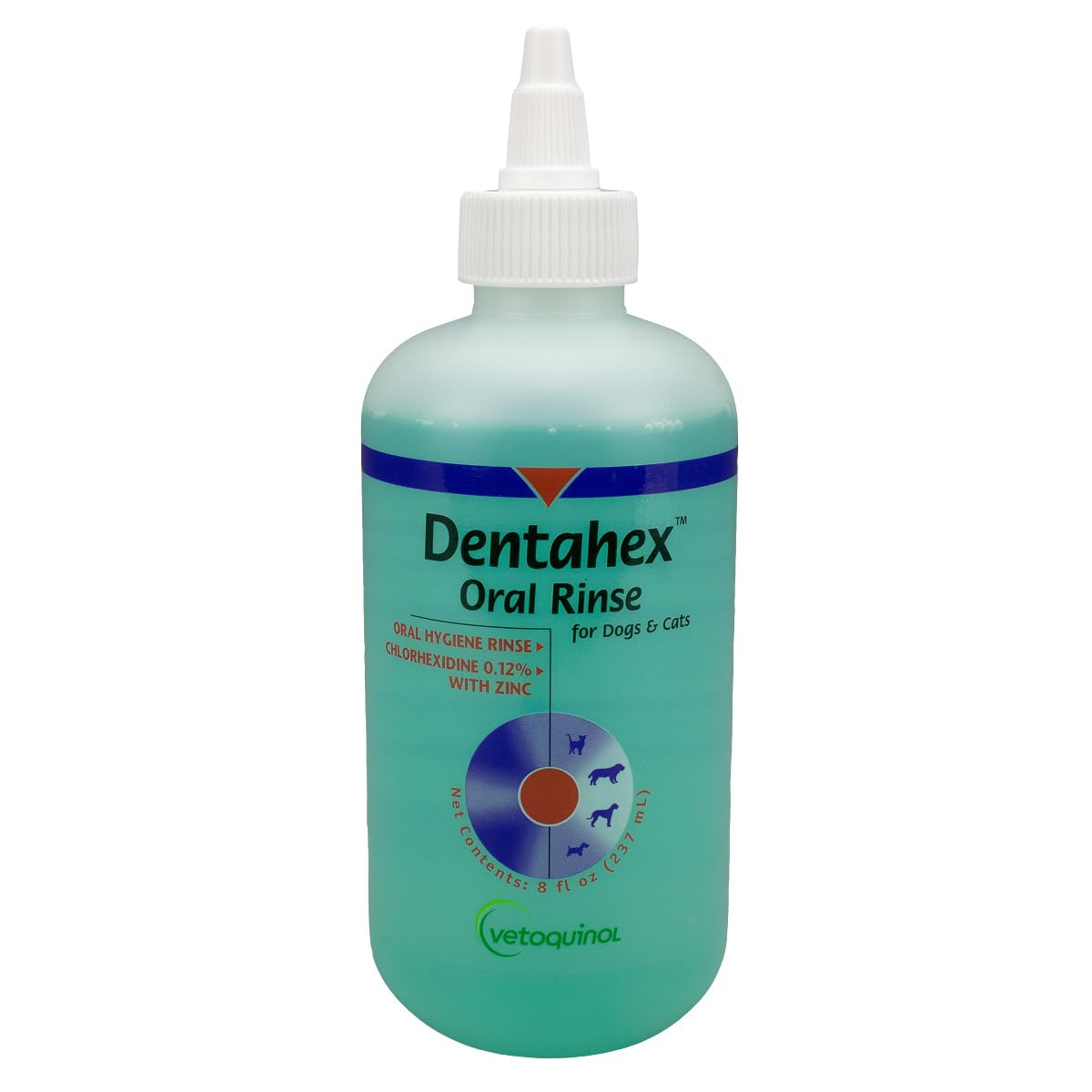 Vetoquinol Dentahex front packaging showing bottle and label for clear identification and benefits