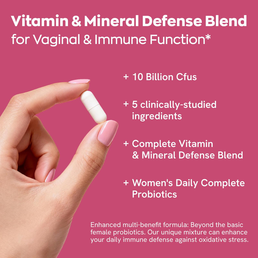 Vevoec Gynable detalle de etiqueta con cepas probióticas y vitaminas