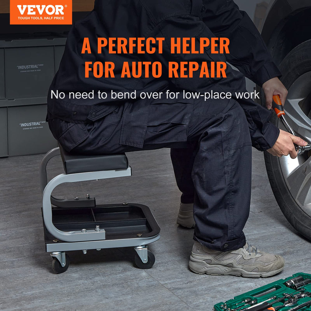 VEVOR asiento acolchado PU resistente, comodidad prolongada durante trabajos