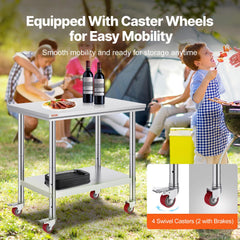 VEVOR caster close-up with brake showing quiet rolling and secure locking benefit