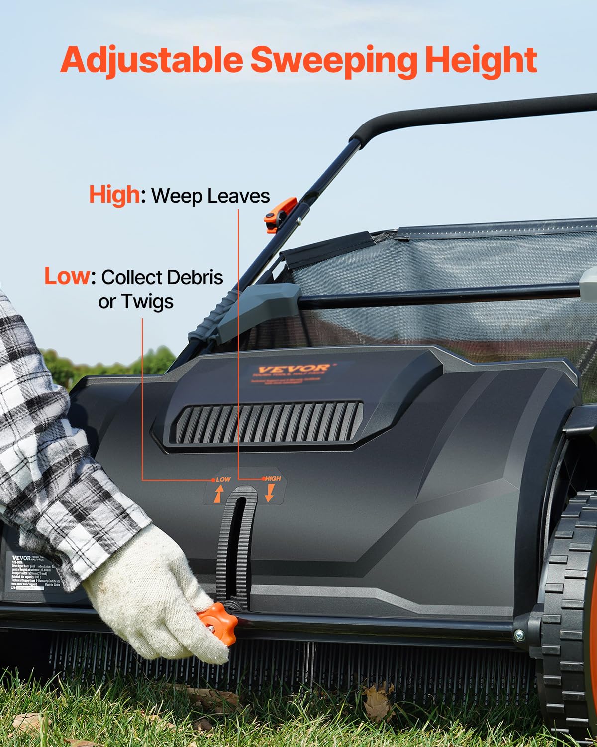 VEVOR detached 3.5 cu ft non-woven hopper bag for easy emptying and larger capacity