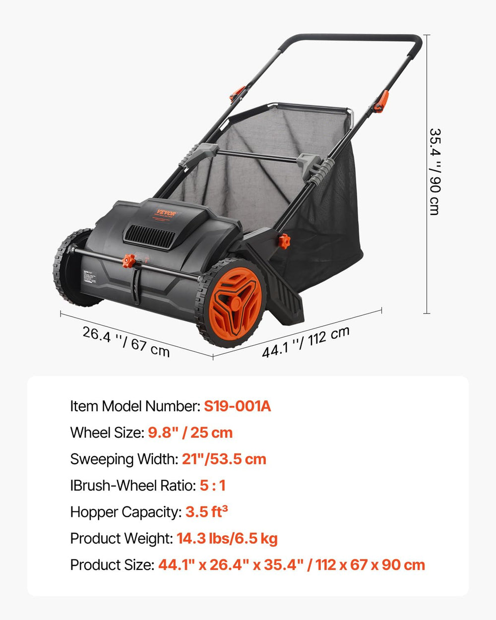 VEVOR next to rake size comparison highlighting time-saving advantage over raking