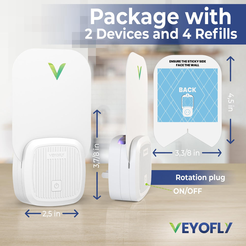 VEYOFLY plug detail showing cordless outlet connection and easy mount