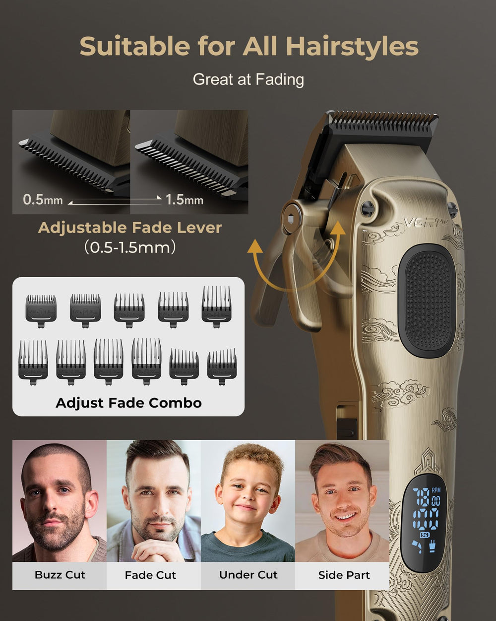 VGRPRO clipper in hand illustrating ergonomic grip and precise control