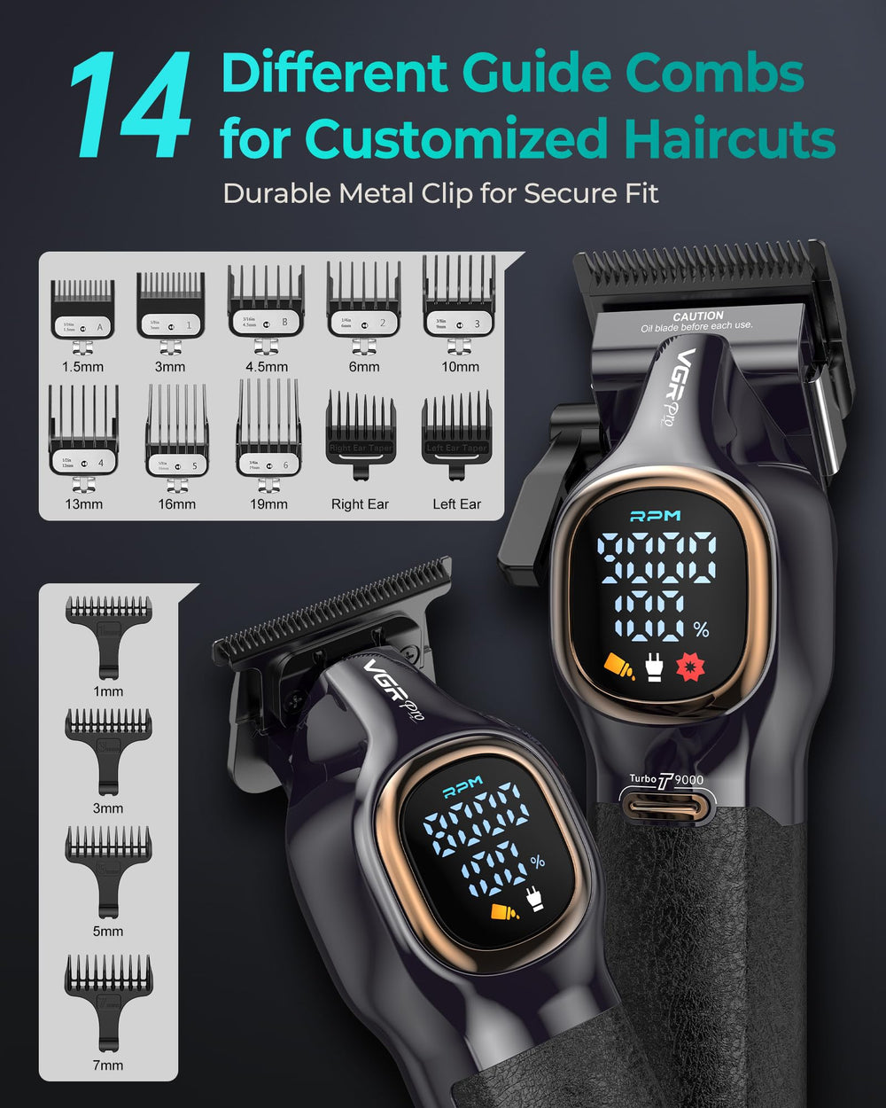 VGRPRO clipper in use during a haircut for quiet comfortable styling