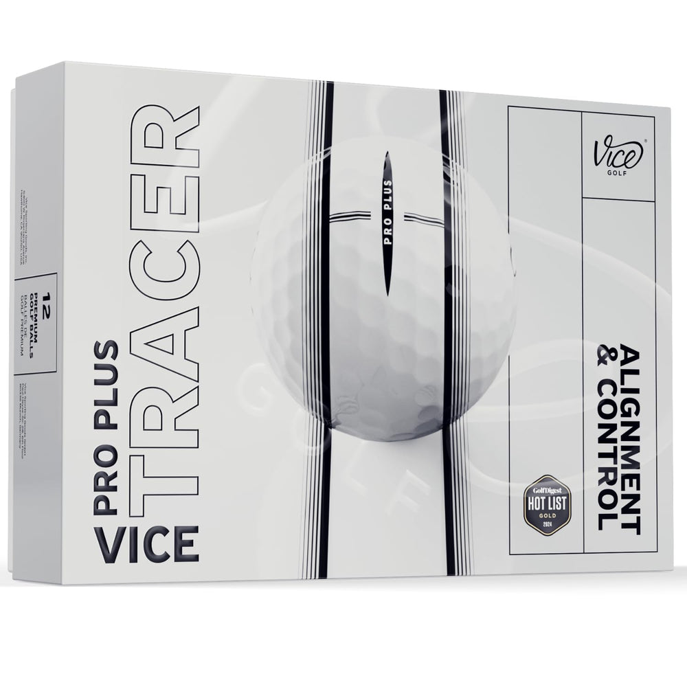 Vice Golf Tracer front packaging showing design and benefits