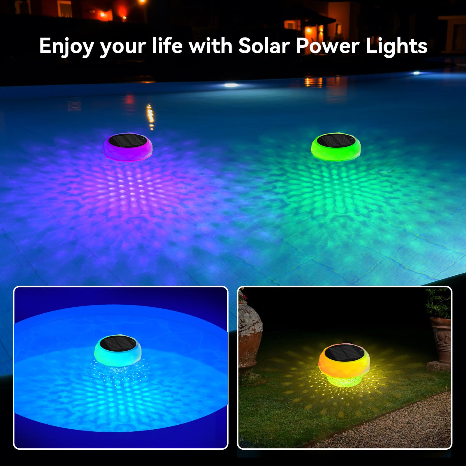 VICHTOP luces flotantes iluminan jardín en fiesta aportando ambiente