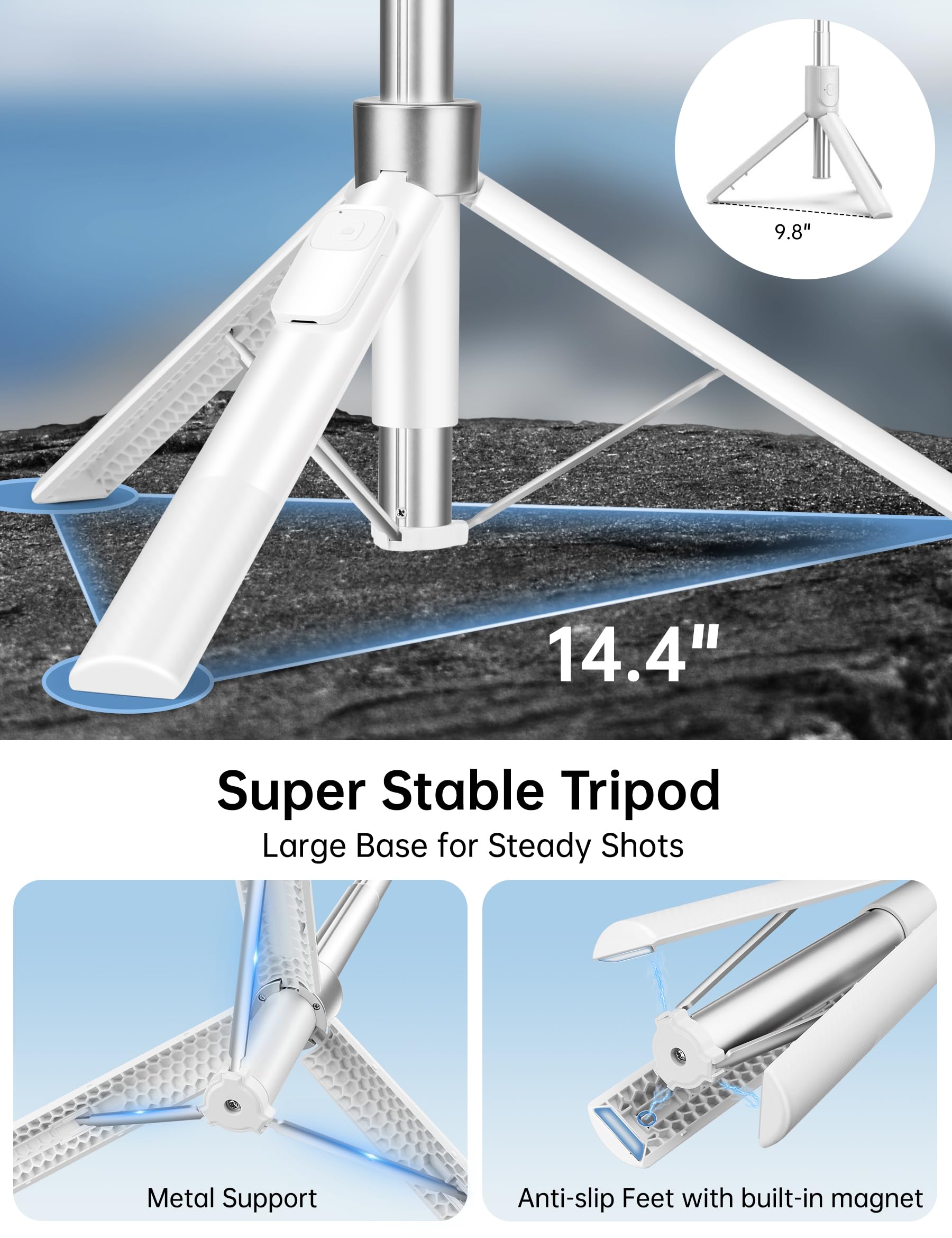 Victiv tripod collapsed beside a notebook to show compact 11.2-inch portability benefit