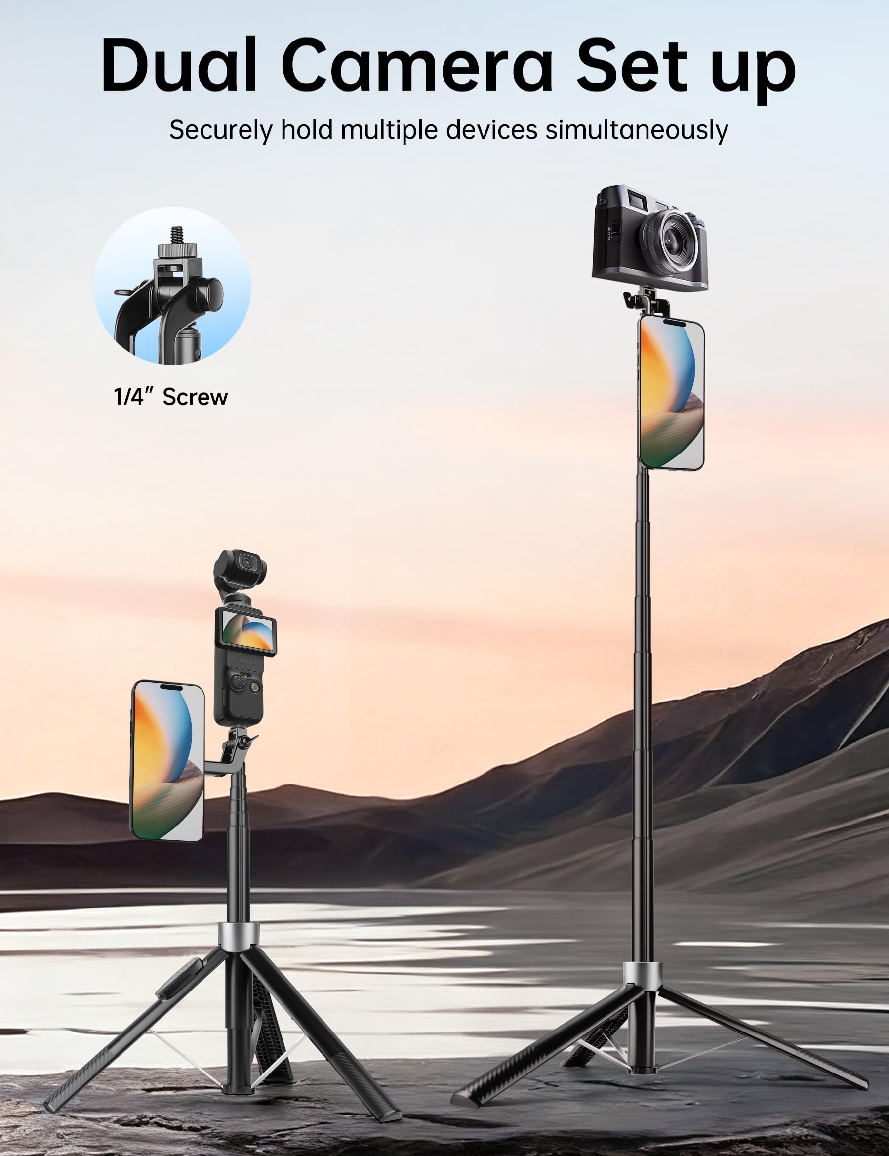 Victiv dual camera accessory mounted showing extra 1/4-inch screw versatility