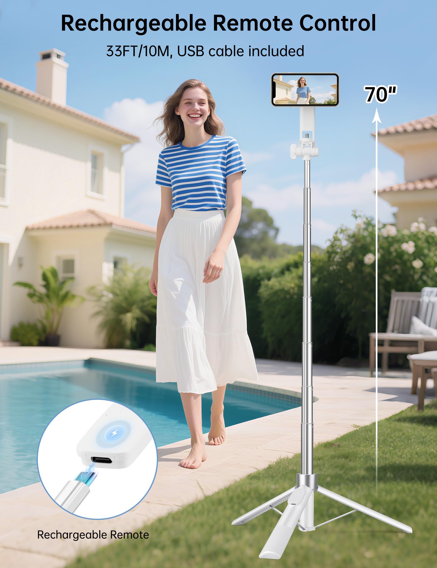 Victiv tripod fully extended to 70 inches demonstrating long-reach framing benefit