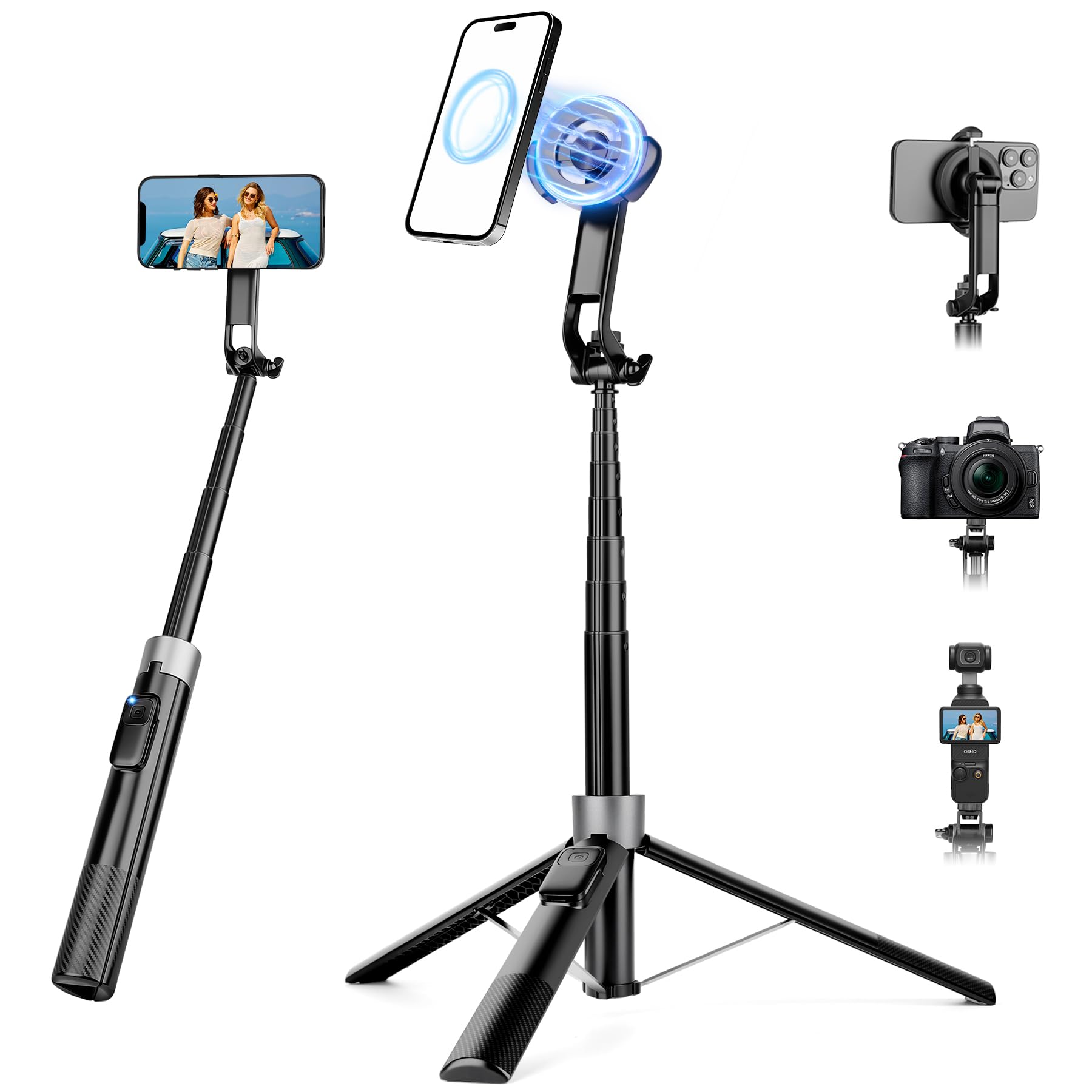 Victiv tripod full height front view showing tall reach and stable frame
