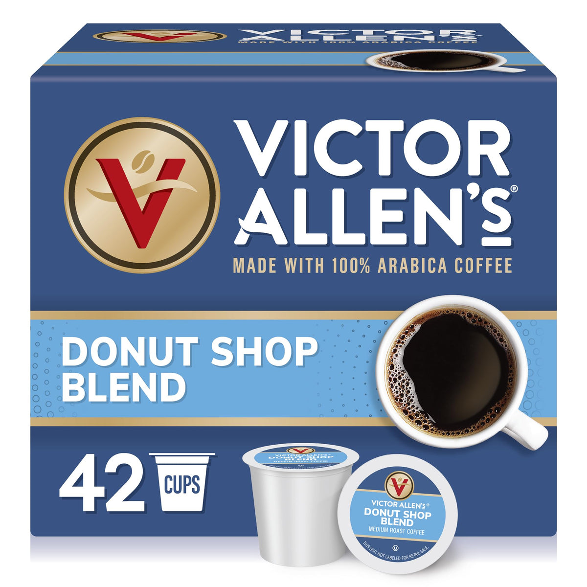 Victor Allen's caja frontal con 42 cápsulas y etiqueta del blend clásico