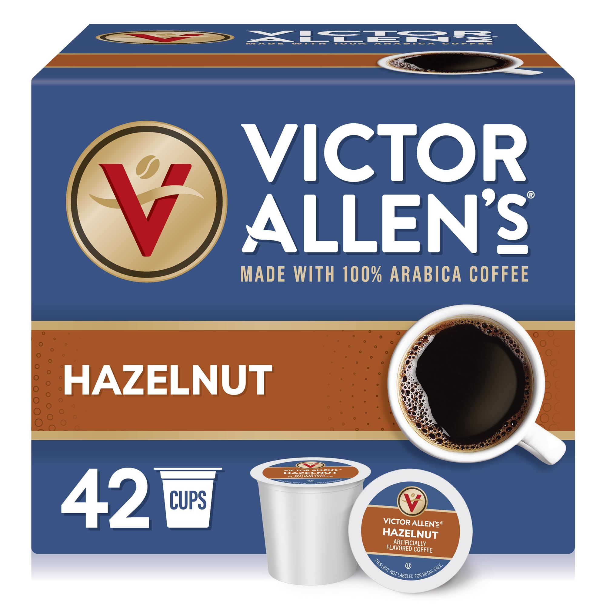 Victor Allen's caja frontal mostrando 42 cápsulas y diseño atractivo