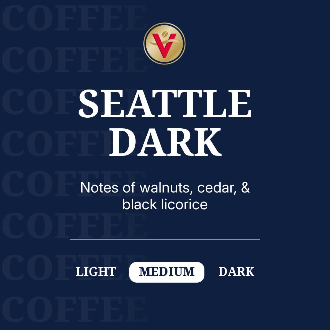 Victor Allen's Coffee primer plano de cápsula y textura de café molido, aroma intenso