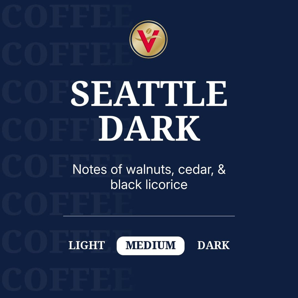Victor Allen's Coffee primer plano de cápsula y textura de café molido, aroma intenso